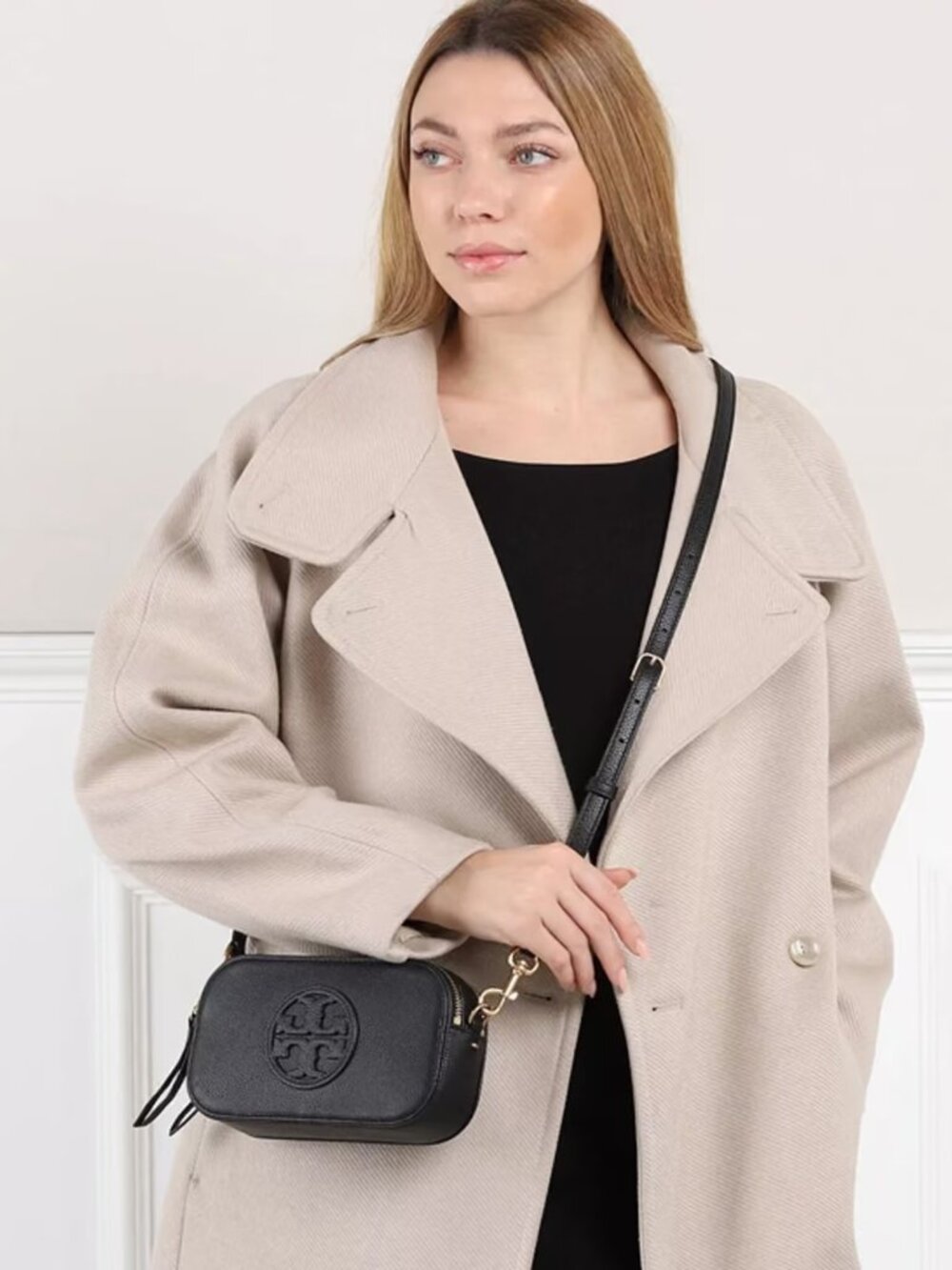 Tory Burch Mini Miller Colorblock Leather Crossbody Bag - Bay Gray Multi - Picture 4 of 8